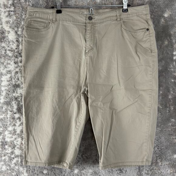 Croft Barrow Plus Size 18 Stretch Natural Fit Cotton Blend Flat Front Shorts - Picture 1 of 11